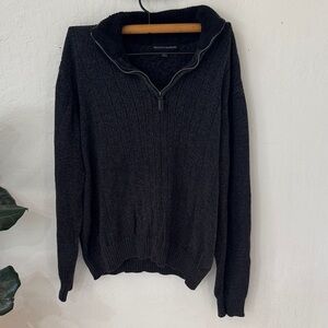 Tricot St Raphael Men’s Large 100% Cotton Gray Washed Sherpa Collar Henley Zip